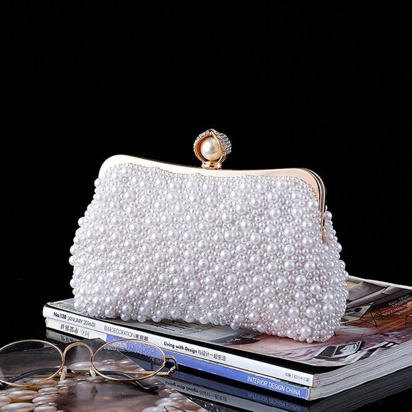 Beaded Pearl Clutch Bag for Weddings and Bridal Parties - Picture 4 of 5